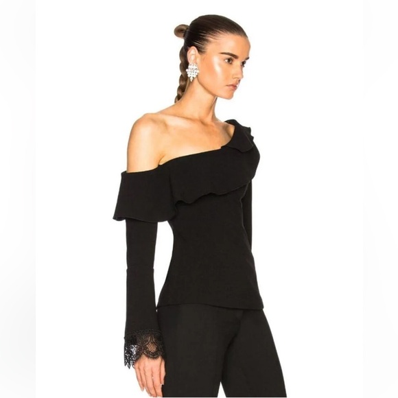 Nicholas Crepe One-shoulder Top In Black - Picture 3 of 6